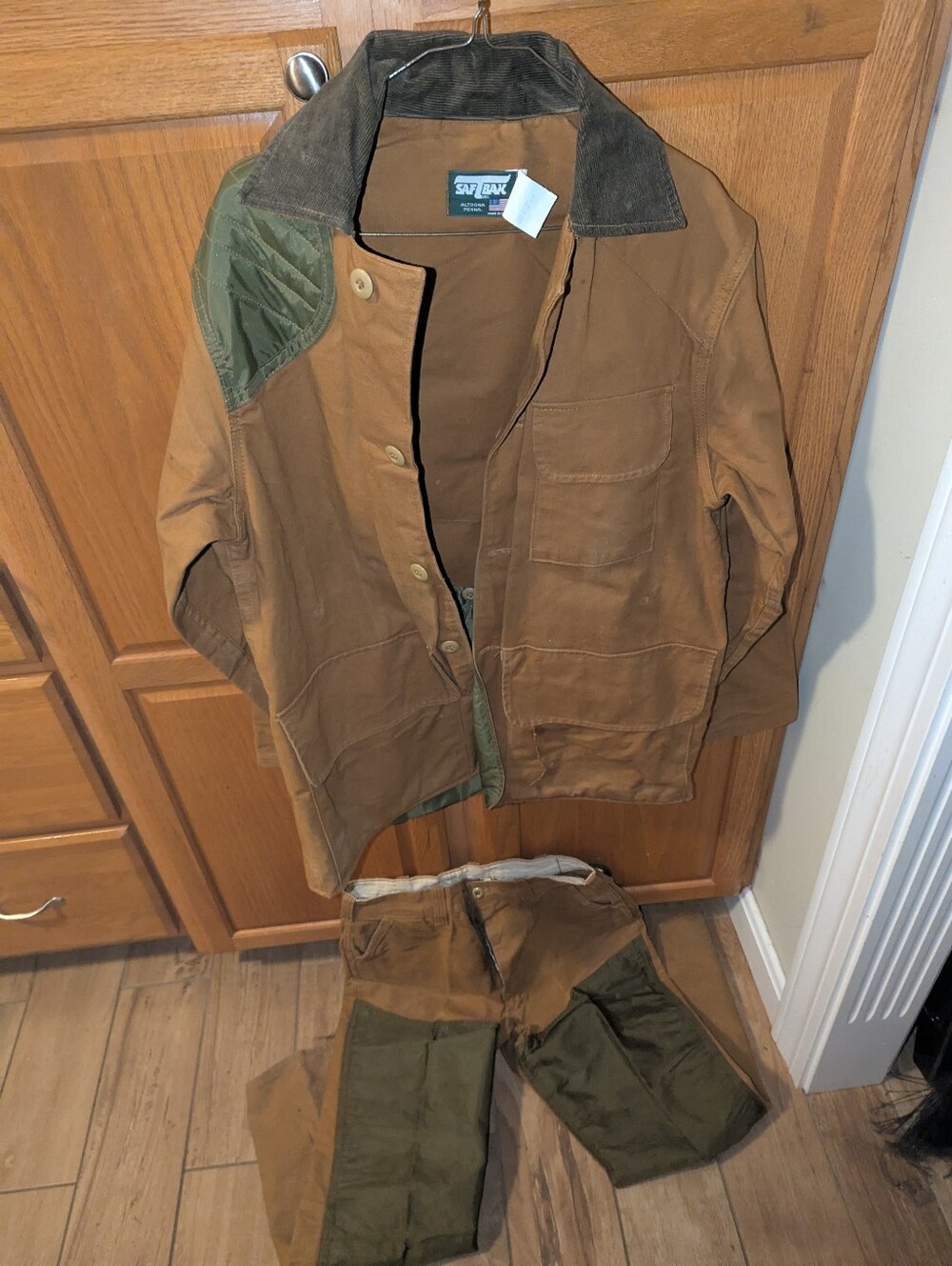 Vtg 80s Saf-T-Bak Canvas Upland Hunting Jacket briar brush Pants Set Men size M